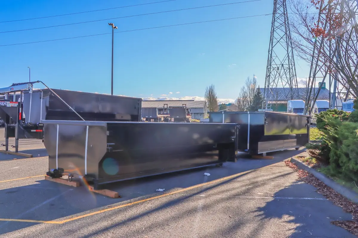 Roll-off dumpster ready for waste disposal at job site for Construction Dumpster Rental in Hastings